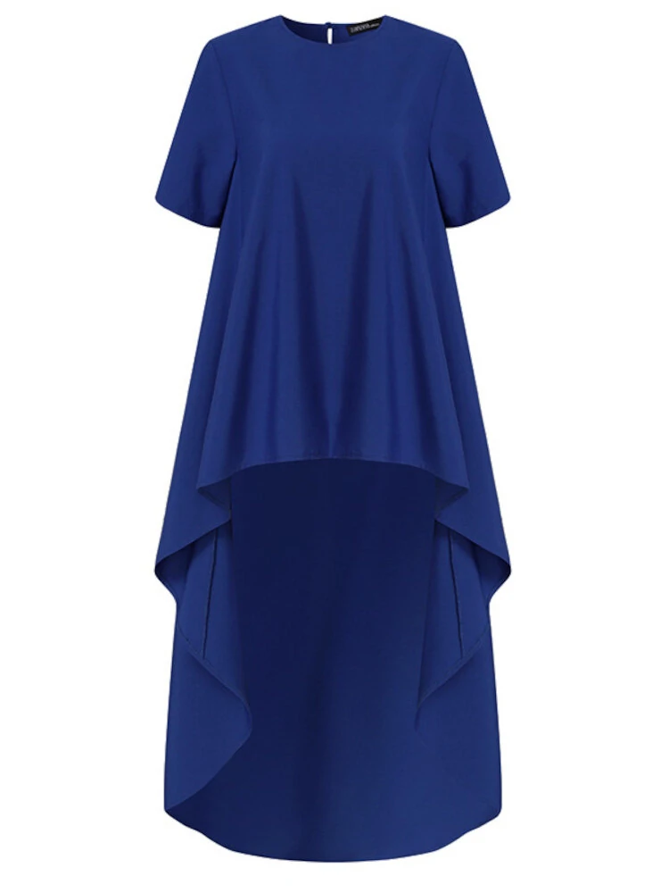 (image for) O-Neck Short Sleeve Back Buttons Spliced Solid Blouses For Women
