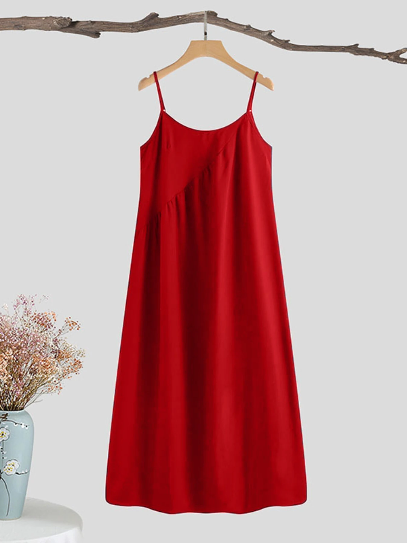 (image for) VONDA Plus Size Womens Long Dress Casual Sleeveless Solid Summer Long Maxi Dress
