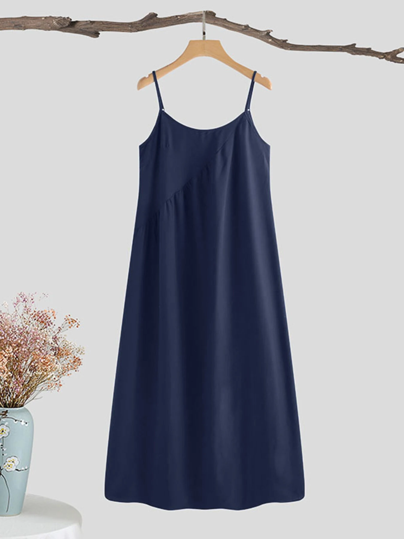 (image for) VONDA Plus Size Womens Long Dress Casual Sleeveless Solid Summer Long Maxi Dress