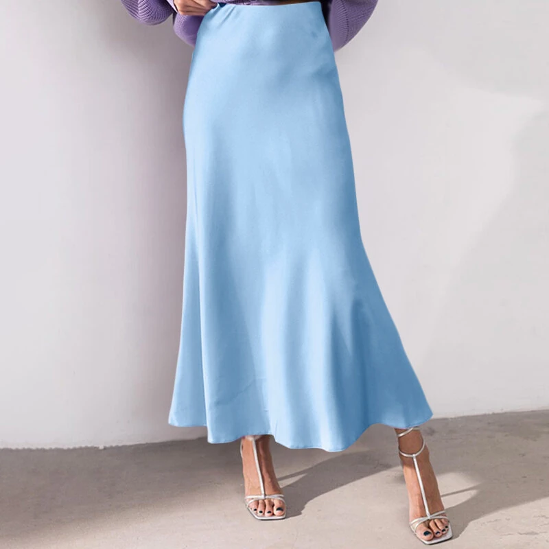 (image for) VONDA Women Bustle Skirt Fashion Elegant Overskirts Comfy Touch Solid-color Bottom Skirt Plus Size for Women