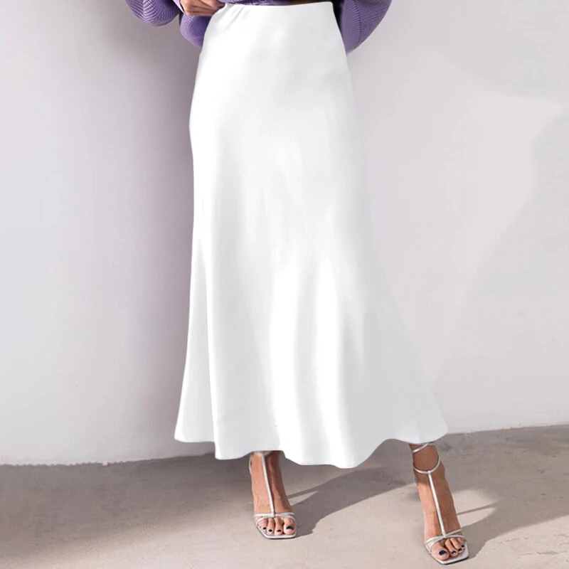 (image for) VONDA Women Bustle Skirt Fashion Elegant Overskirts Comfy Touch Solid-color Bottom Skirt Plus Size for Women