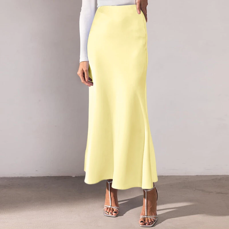 (image for) VONDA Women Bustle Skirt Fashion Elegant Overskirts Comfy Touch Solid-color Bottom Skirt Plus Size for Women