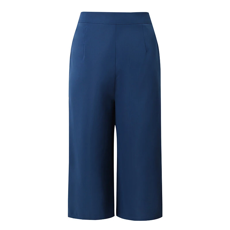 (image for) ZANZEA Daily Style Womens Crop Long Pants High Waisted Casual Loose Wide Leg Trousers