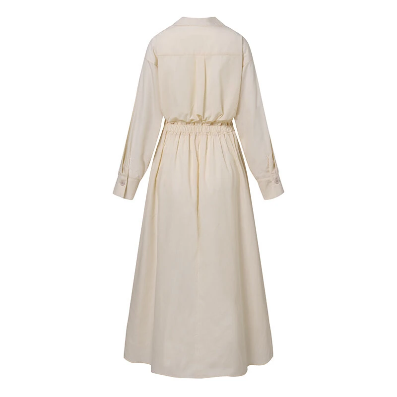 (image for) ZANZEA Women Fashion Autumn Sundress Elegant Women Lapel Neck Long Sleeve Solid OL Vestidos Robe Femme Long Shirt Dress Oversized