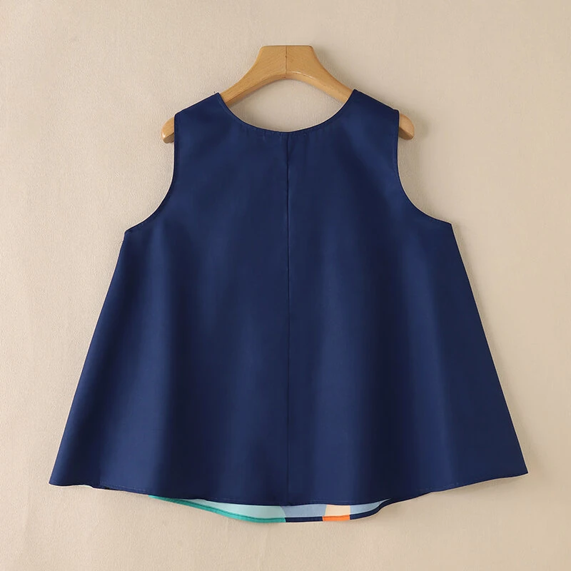 (image for) ZANZEA Women Holiday Fashion Round Neck Graphic Printed Tanks Casual Crew Neck A-Line Vests Tops